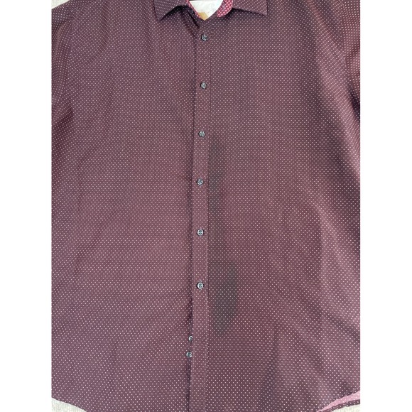 Society Threads Mens Slim Fit Burgundy Micro Dot Dress Shirt XXL - Picture 7 of 12